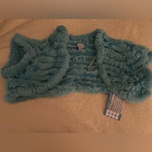 Wilsons Leather Blue Fur Shrug